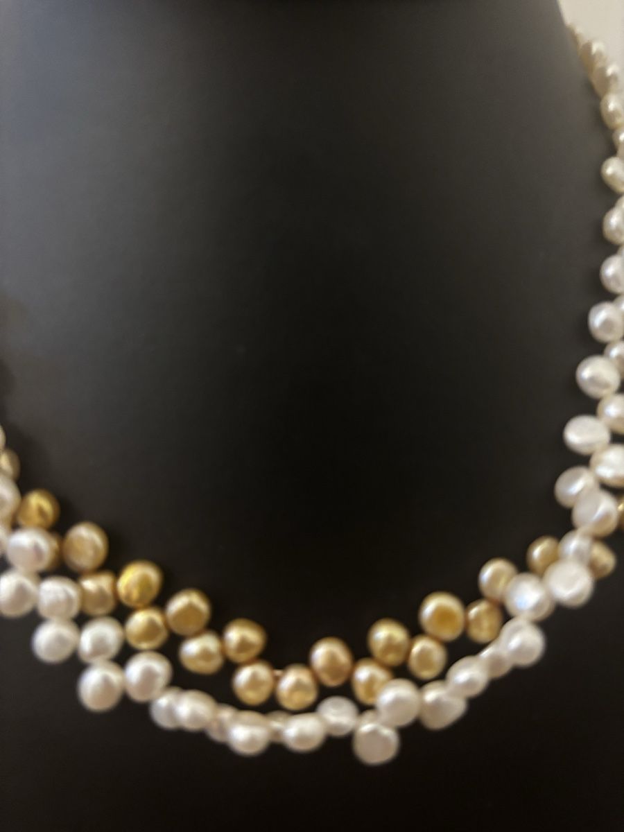 Ketten: Collier de perles naturelles blanches et dorées, neuf! – Gebraucht aus Genève von ati_tj8f 4
