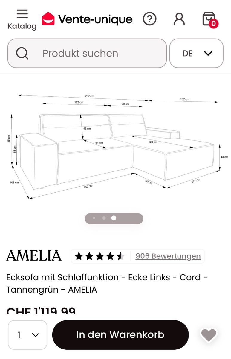 Divani: Neues Vente-Unique Sofa dunkel Grün – Nuovo (secondo la descrizione) da Bern venduto da Herr.M. 3