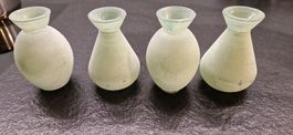 4 Glasvasen, grünlich, Vintage Look