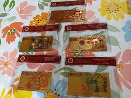 Banconote in foglia d'oro vecchie lire