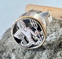 Vintage Sternzeichen Wassermann Silber Ring  vergoldet Gr.55