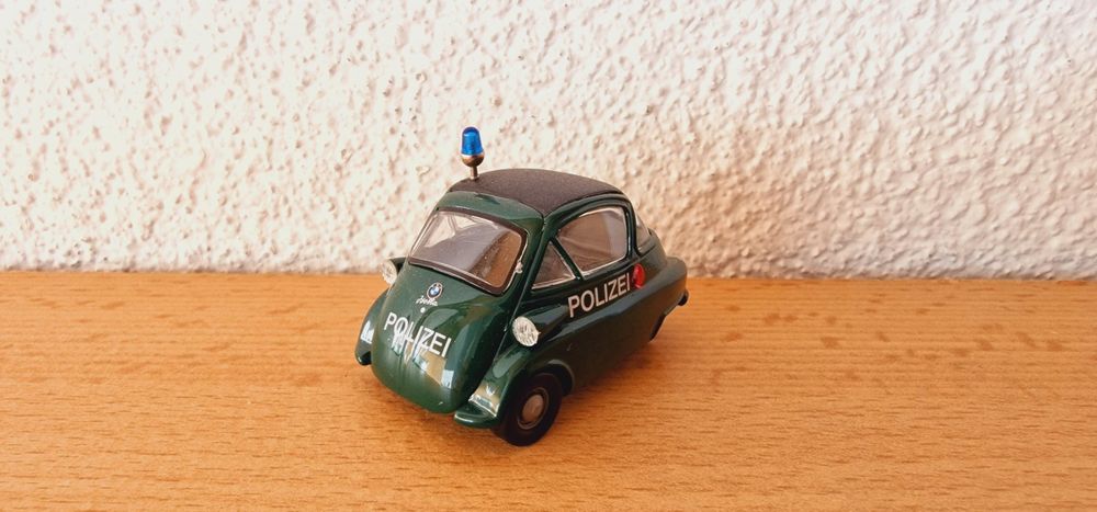 Miniature WIKING BMW Isetta Police (Polizei) à L'échelle 1:87/HO - Occasion Comme Neuve Dans Son Blister