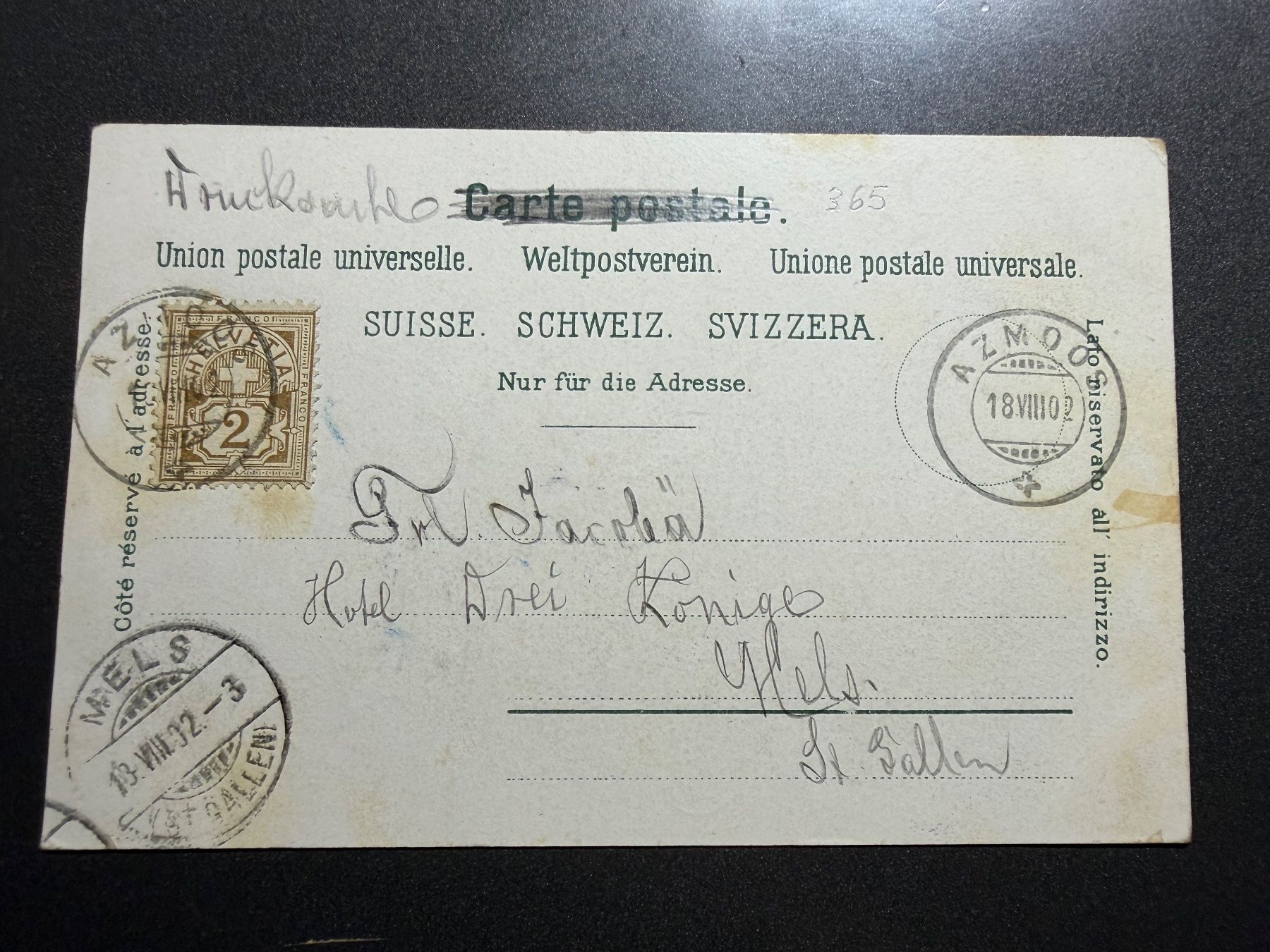 Ansichtskarten: 2  AK  Rorschach, gel.  1902 – Gebraucht aus untervaz von Wingert 3