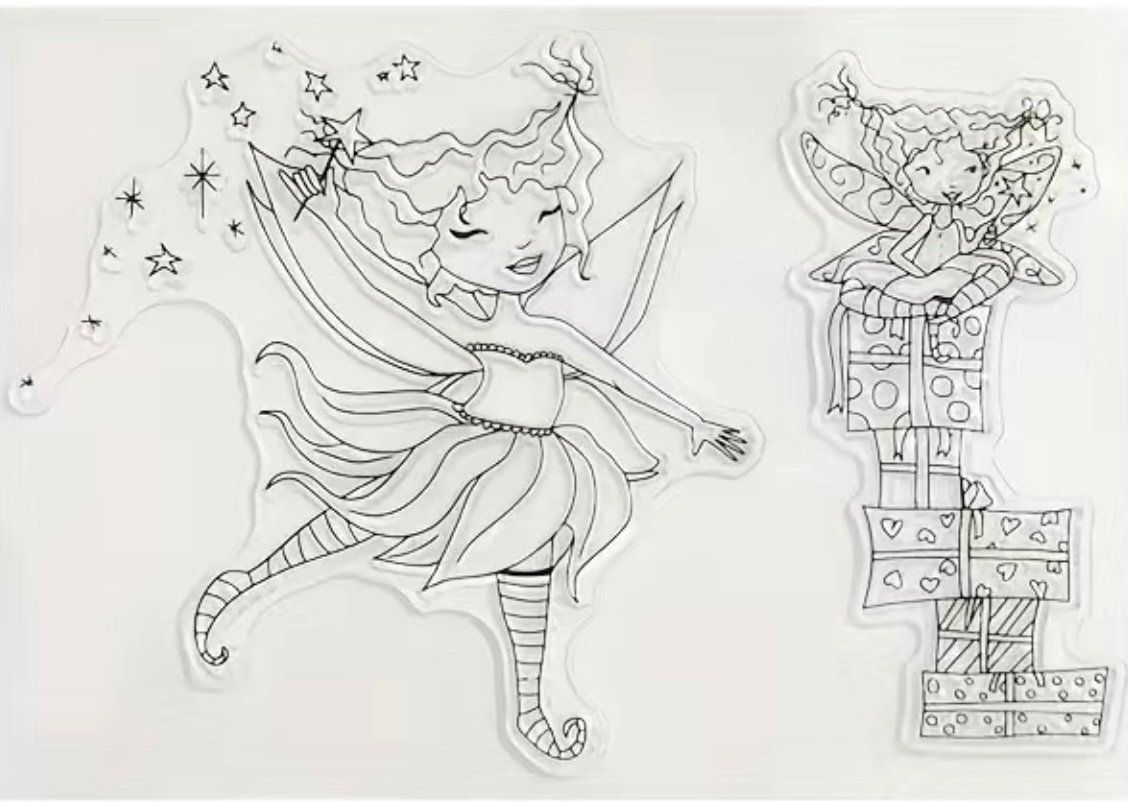Timbri: Silikonstempel Elfe mit Geschenken – Nuovo e nell'imballaggio originale da Kaltbrunn venduto da schere-stein-papier