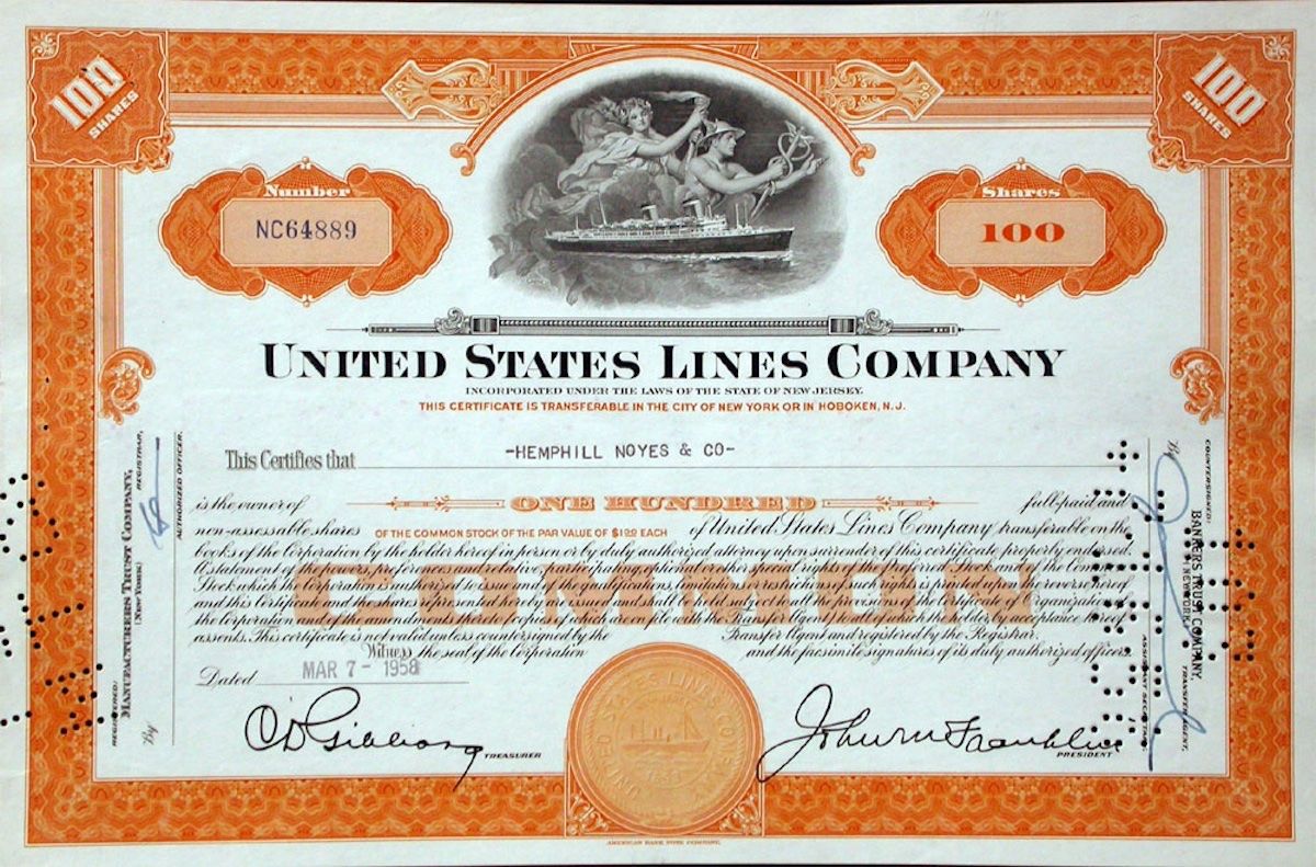Documenti: United States Lines Company - 1955 – Usato da Solothurn venduto da Sgasche