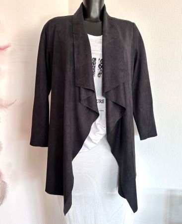 NEU - Gr M/38 Jacke Blazer grau-schwarz Wildlederoptik