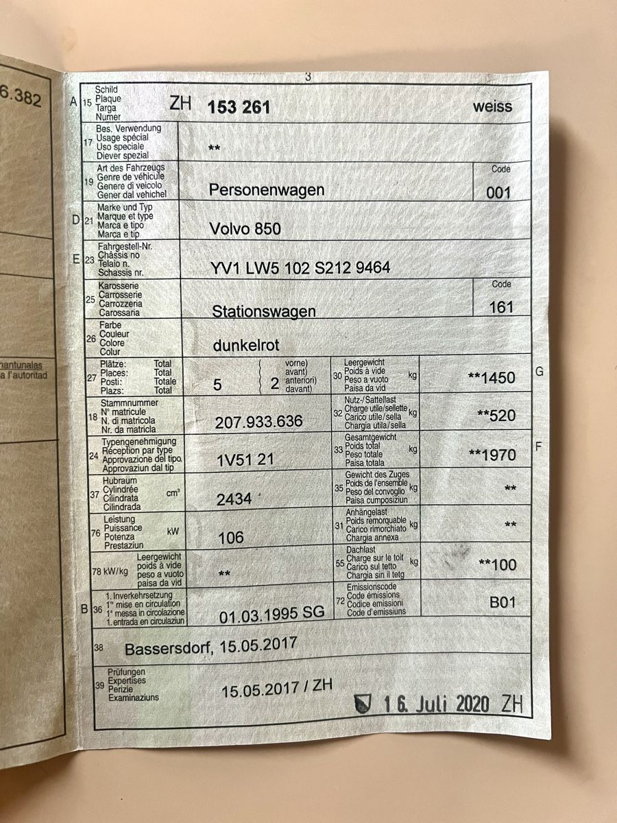 Volvo Automobili: Volvo 850, 1995, Liebhaberobjekt – Usato da wallisellen venduto da rodolfo68 7