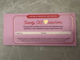 Twenty (20) vauchers LOVE ❤️ Gift Idea  - NEW!