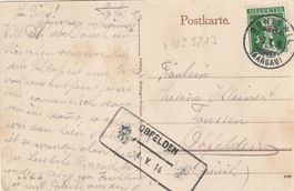 Aushilfsstempel Obfelden auf Ak