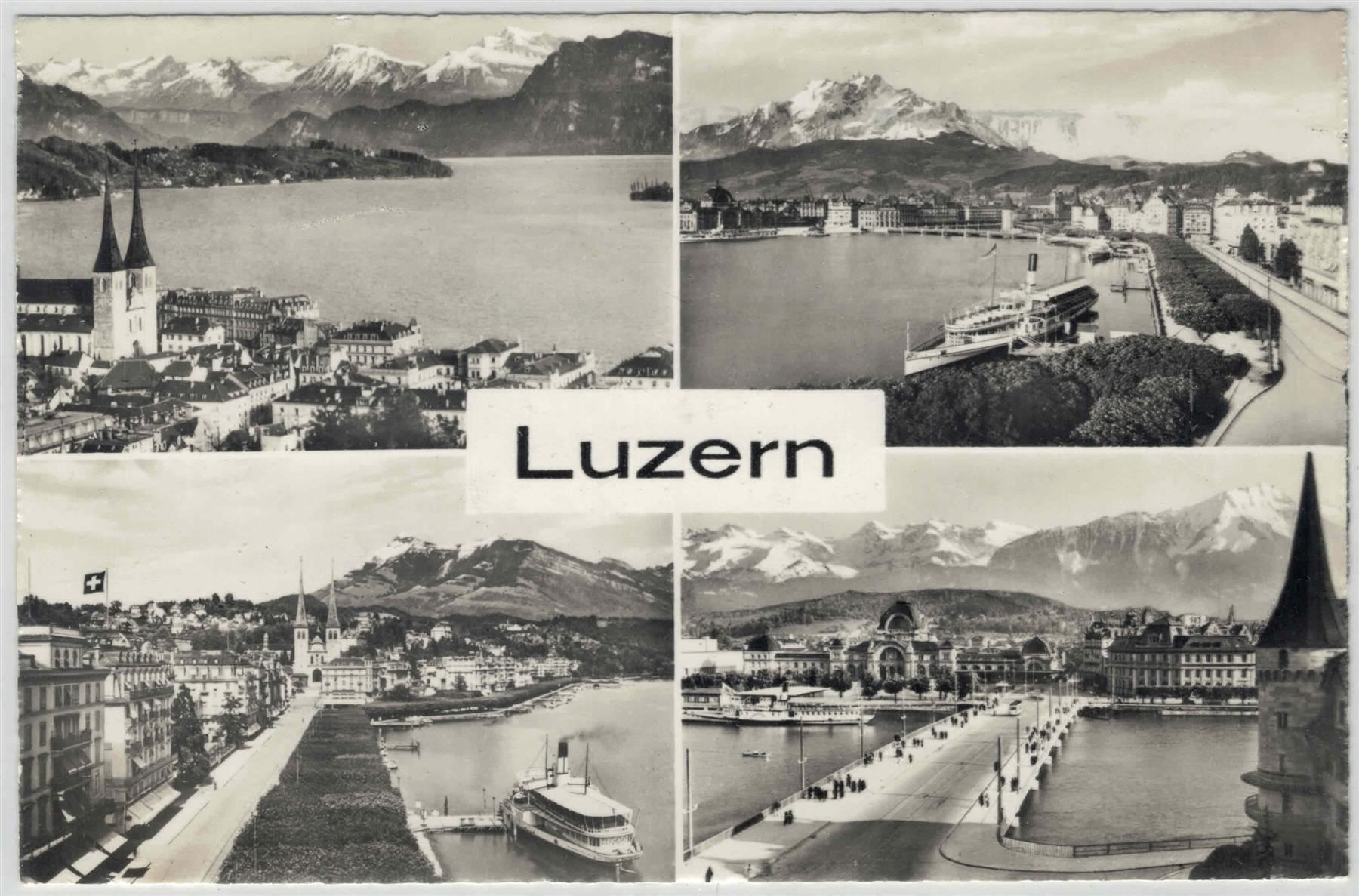 Cartoline postali: LU 45 Luzern 4 Bilder 1950-er – Usato da Fribourg venduto da philafri
