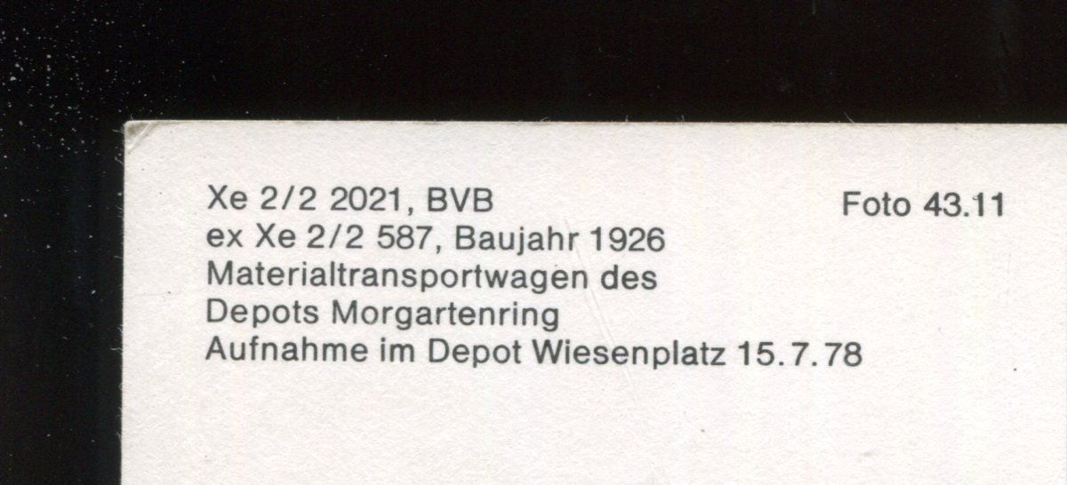Cartoline postali: Basel, Xe 2/2 2021, BVB,Materialtransportwagen – Usato da Aarau venduto da Elmaar41 1