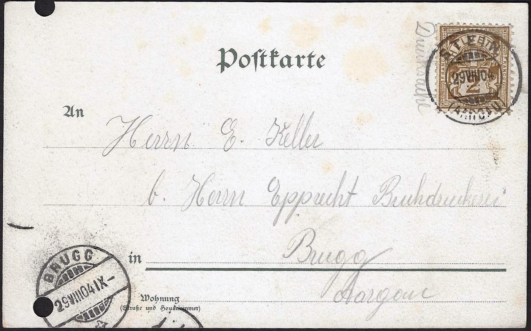 Cartoline postali: Postkarte Säckingen 1904 – Usato da Baar venduto da W47 1