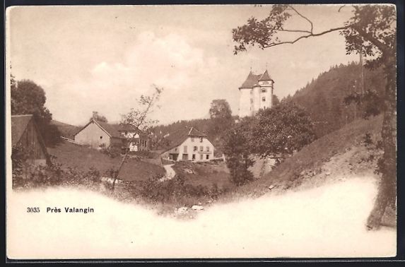 Cartoline postali: AK Valangin, Ortspartie mit Schloss – Usato da Berlin venduto da bartko-reher