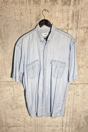 Boss Hugo Boss Hemd Herren Gr. M Hellblau Kurzarm Baumwolle 