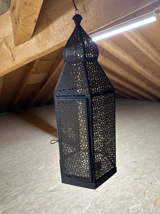 Weddingstar Geometrische Metall-Laterne Zum Aufhängen – Schwarz Mit Gold, Für Hochzeit & Deko