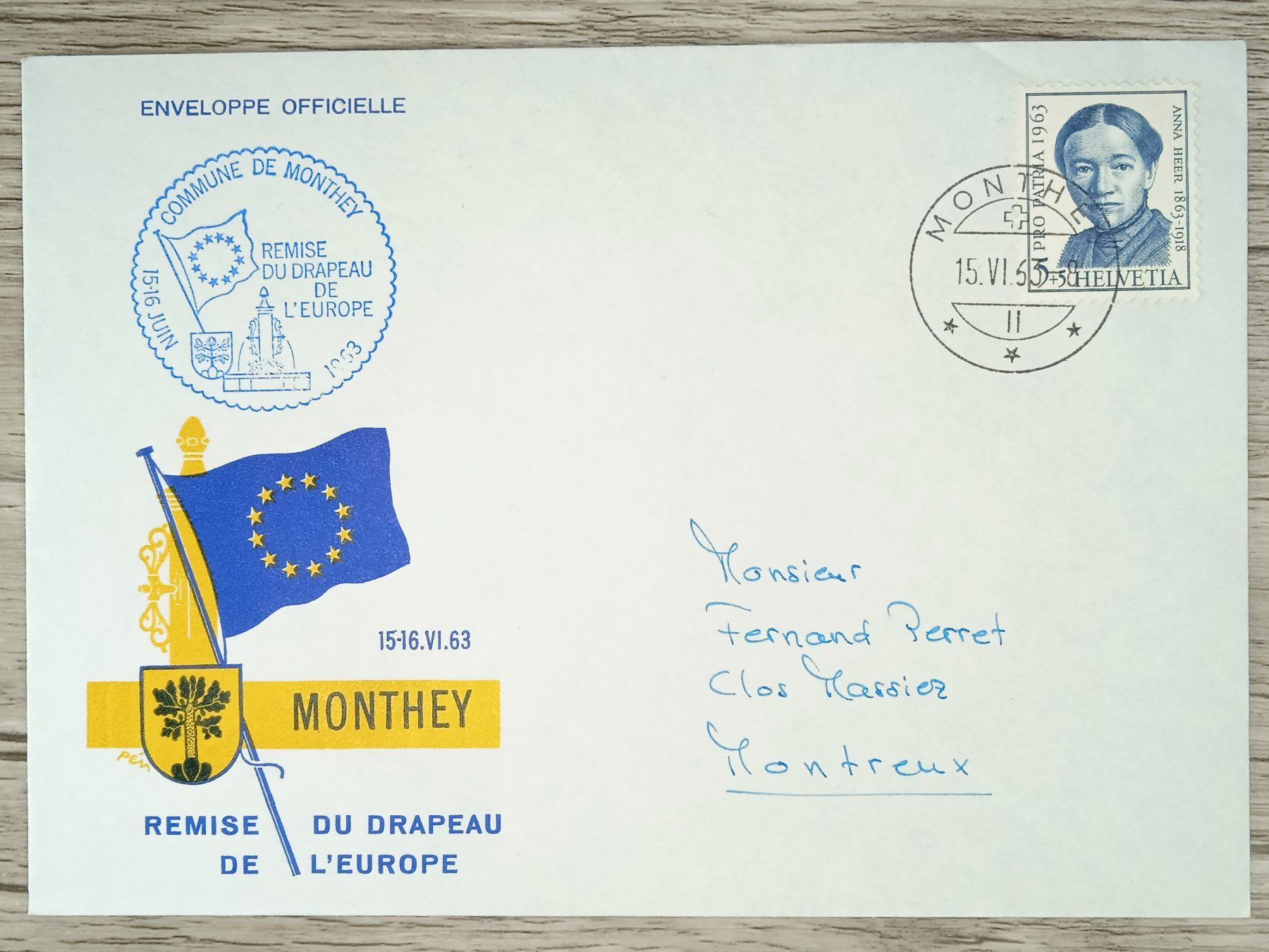 Tutti i francobolli: TR03 Enveloppe + Timbre Suisse 1963 – Usato da Cousset venduto da Patrick_Collections