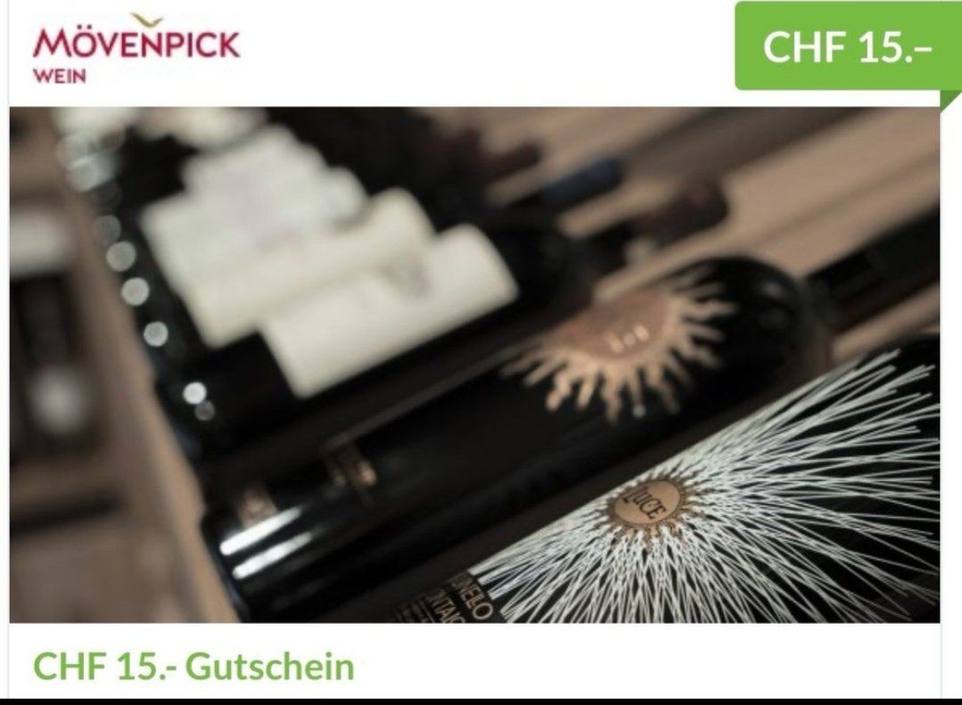 Buoni: Mövenpick Wein 15 CHF Gutschein – Nuovo e nell'imballaggio originale da Köniz venduto da Movieportal007