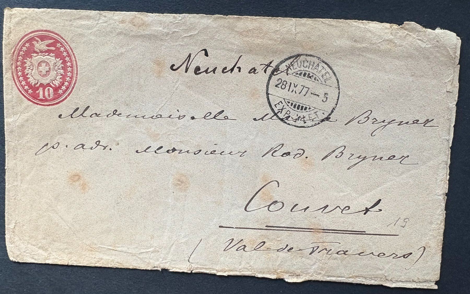 Tous les timbres: BRIEFUMSCHLAG NEUCHATEL 1877 – D'occasion à Ostermundigen par Wyatt-Earp