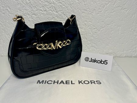 Michael Kors Tasche Schwarz Kroko-Optik mit Gold-Details