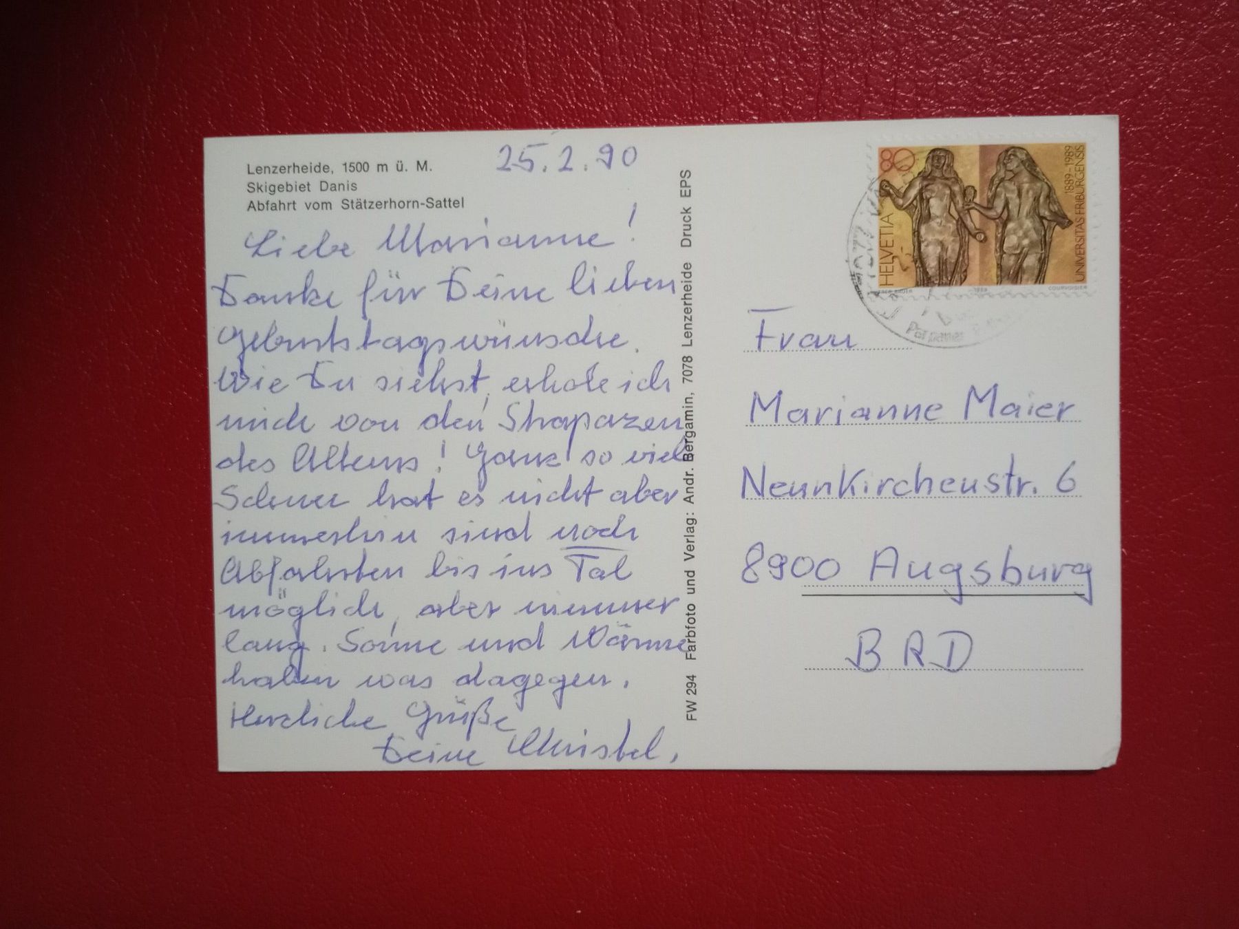 Ansichtskarten: Lenzerheide Skigebiet Danis 1990 – Gebraucht aus Küttigen von Melisch1000 1