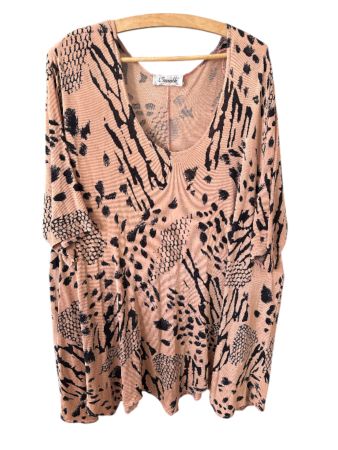 originelle Tunika in XXL in beige - schwarz