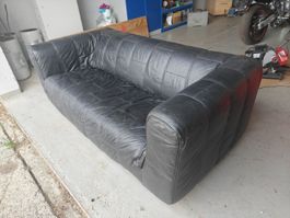 Ledersofa schwarz, gebraucht aber sehr robust