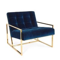 2x Jonathan Adler Goldfinger Blue Velvet Lounge Chair (-47%)