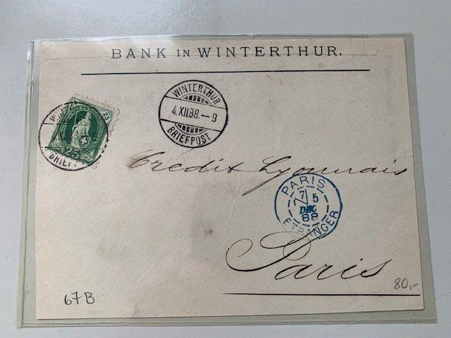 Alle Briefmarken: Document ancien du 4.12.1988 - Winterthur à Paris - 67B – Gebraucht aus Delémont von Trimbolo