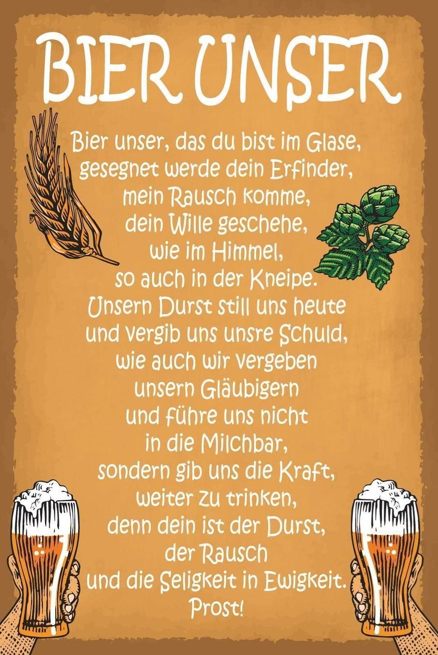 Insegne: Blechschild-BIER UNSER-IN EWIGKEIT – Nuovo e nell'imballaggio originale da Rupperswil venduto da big-one-sale