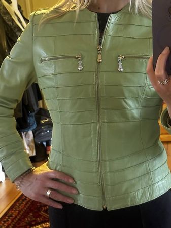 Leder Jacke Grün, Gr. M