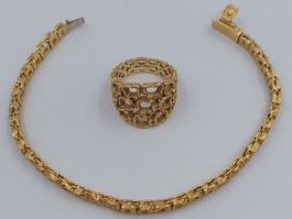 Traumhafter Goldring und Bracelet Marke Omega, 18k/750