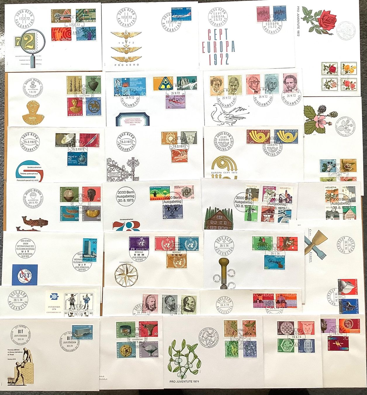 Tutti i francobolli: 1972 - 73 - 74 - Schweiz FDC – Nuovo (secondo la descrizione) da Liestal venduto da Pep3