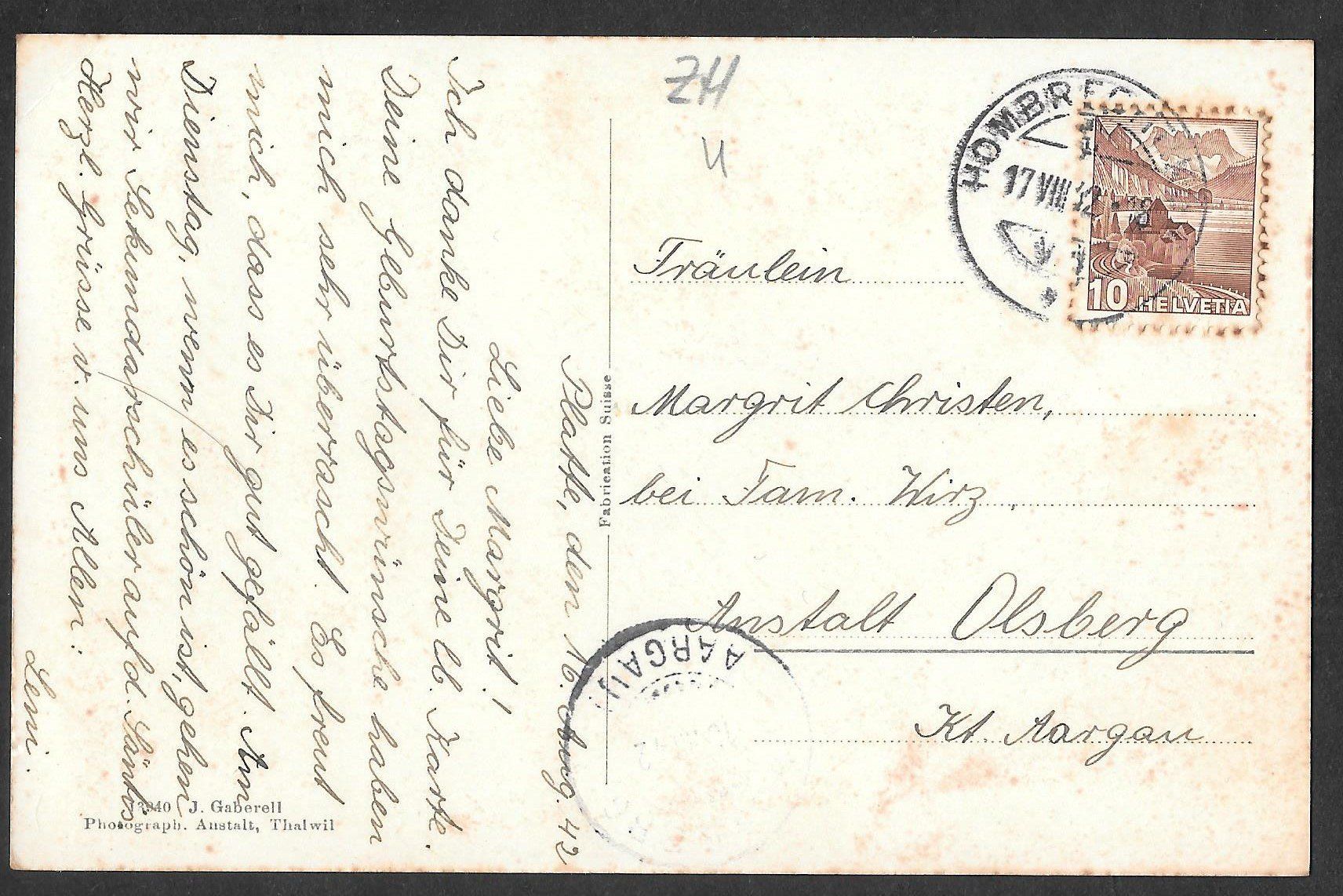 Cartoline postali: Hombrechtikon Teilansicht mit Kirche – Usato da Olten venduto da clotaldi 1