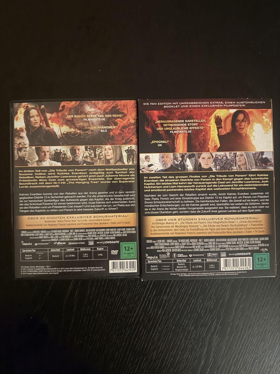 Tutti i DVDs: Die Tribute von Panem Mockingjay Teil 1 & 2 DVD – Usato da Lausen venduto da EisAmStiel94 1