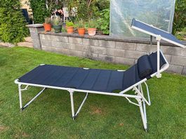 Liegestuhl mit Kopfkissen & Sonnendach / Sonnenschutz