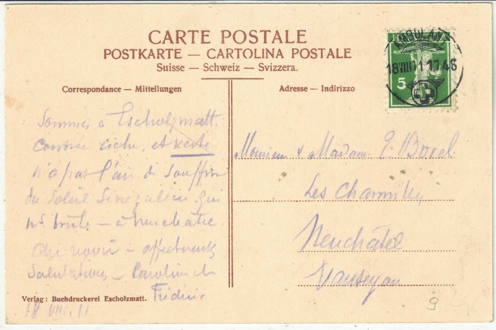 Cartoline postali: Escholzmatt - Generalansicht - Litho – Usato da Ettingen venduto da Kartenplanet 1