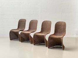 Rattan S-Stühle im Stil von Verner Panton, 1990er Jahre