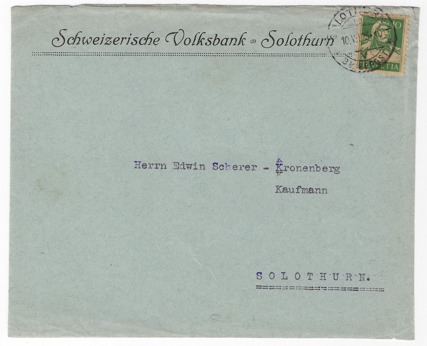 Documenti: Schweizerische Volksbank Solothurn – Usato da Balsthal venduto da Palcivalle