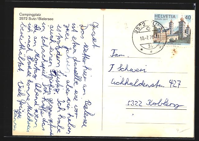 Cartoline postali: Sutz /Bielersee, Campingplatz aus der Vo – Usato da Berlin venduto da bartko-reher 1