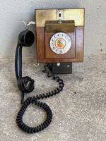 Schönes altes Wandtelefon Gehäuse Holz / Messing 