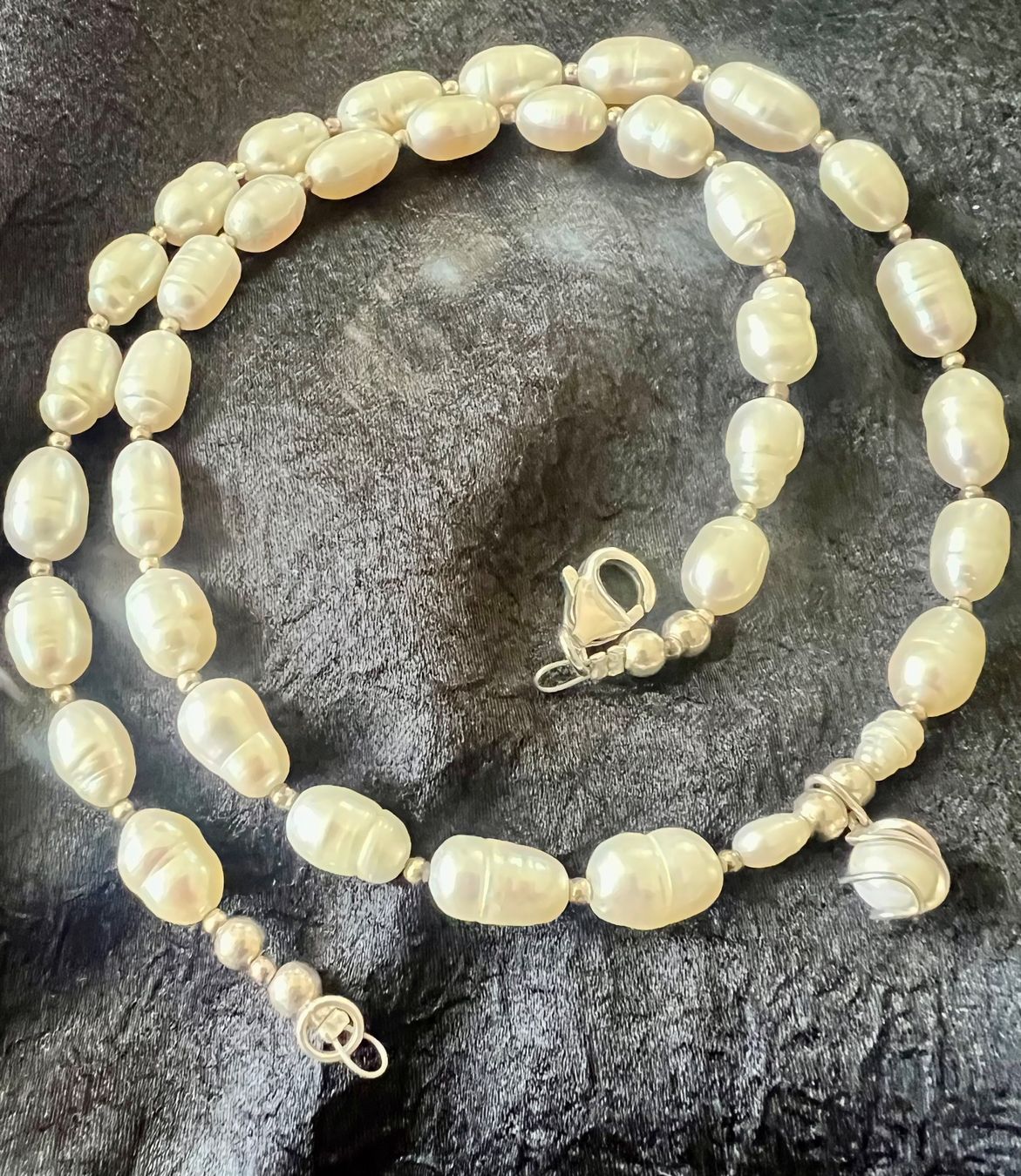 Ketten: Traumhafte Perlenkette 925 Silber mit schwebender Perle – Neu (gemäss Beschreibung) aus Ruswil von artbyhand 2