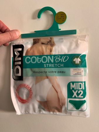 DIM, Slip Midi Coton Stretch, Grösse 38/40, 2 Stück in Weiss