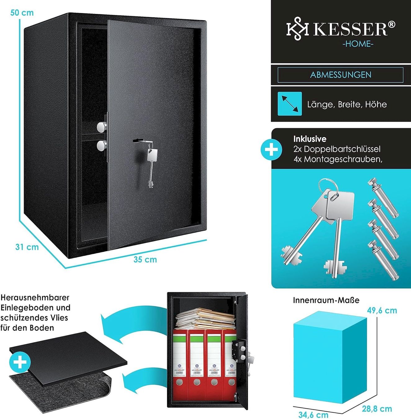 Casseforti: KESSER Möbeltresor 35x50x31cm Schwarz – Nuovo e nell'imballaggio originale da Bottighofen venduto da zaap 6