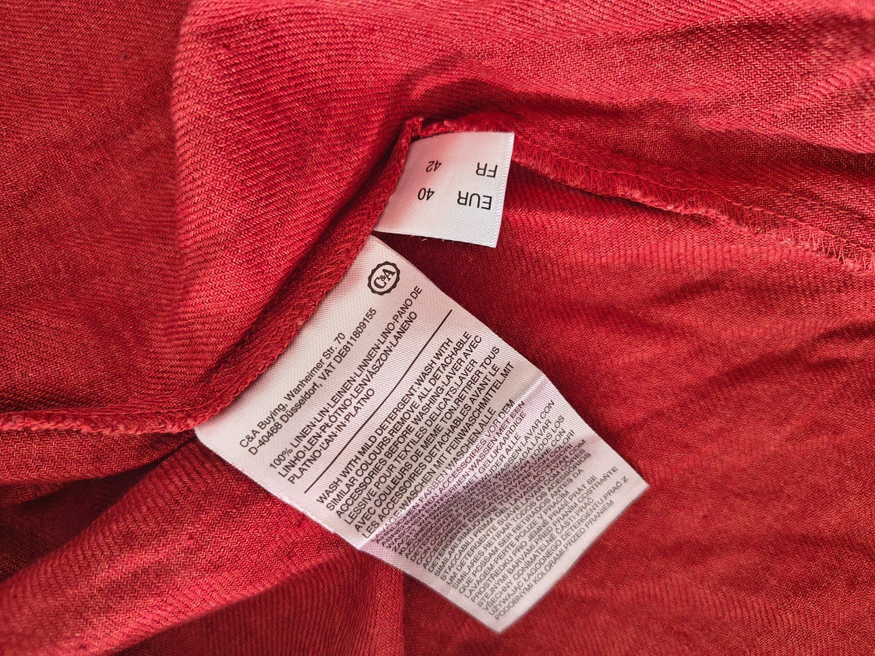 C&A Vestiti: Sommerkleid 100% Leinen 40, rot – Usato da Bülach venduto da beans94 2