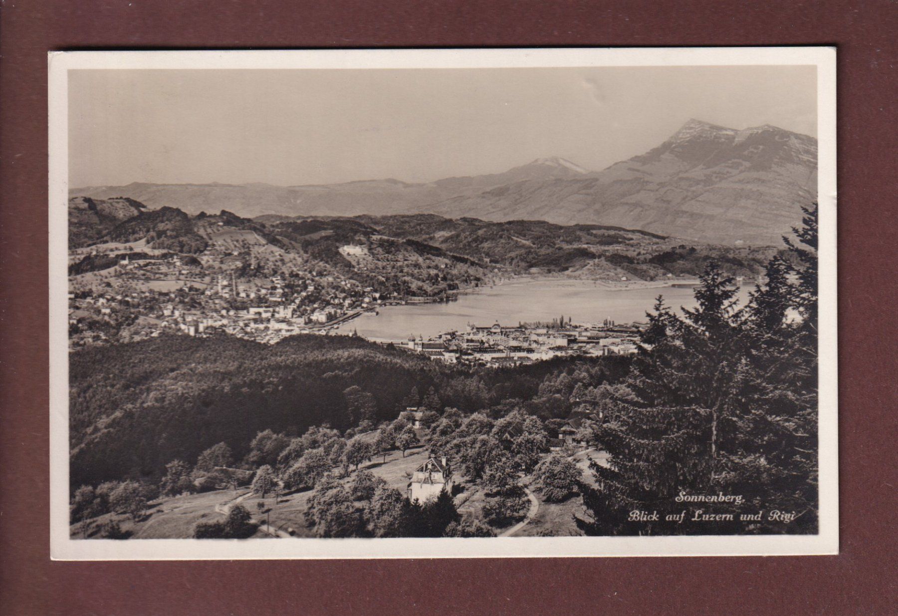 Cartoline postali: SONNENBERG - Blick auf Luzern - 1930 – Usato da Pully venduto da nicecards