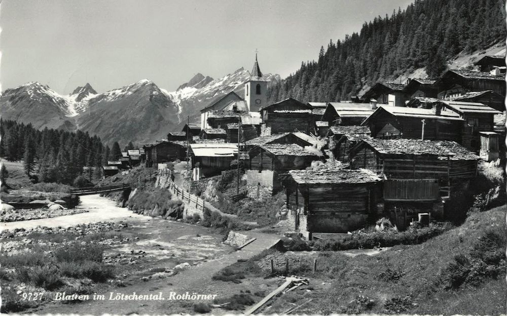 Lötschental VS Blatten Ortsansicht Nr.9727 m Kirche , 1961 (Gebraucht ...