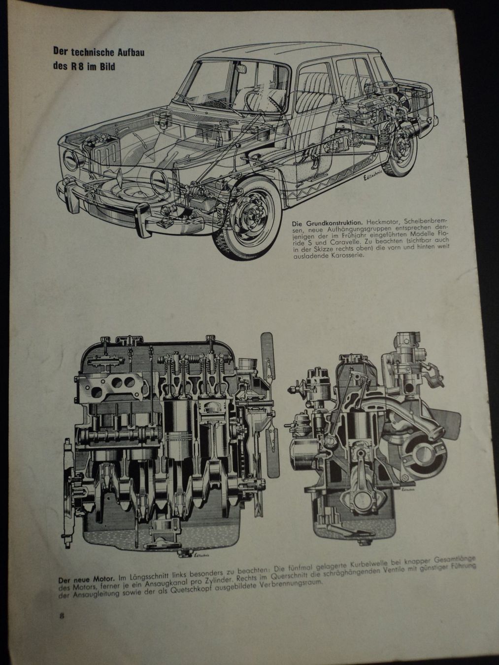 Renault Documenti: Prospekt technischer Aufbau Renault R8 – Usato da Schwarzenburg venduto da modelCARama
