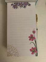 Notizblock Blumen neu mit goldenem Stift und petrol Einband