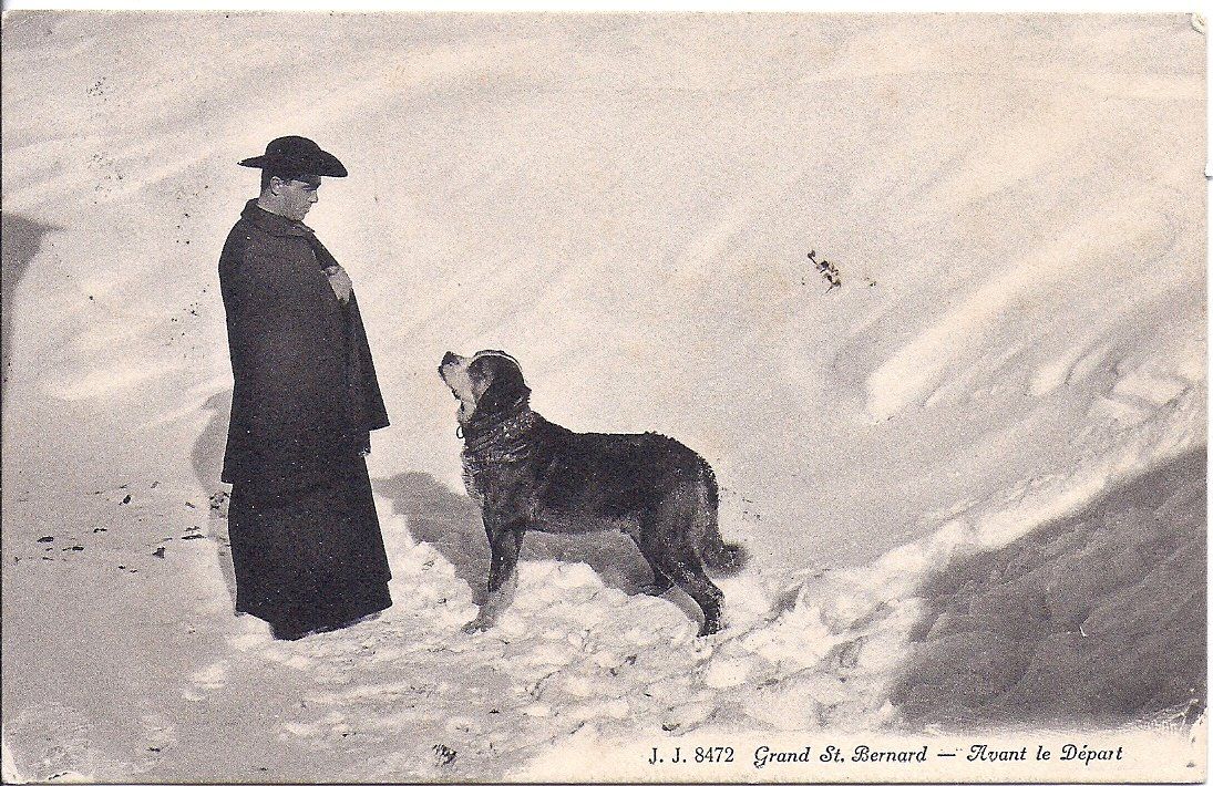 Cartoline postali: GRAND ST. BERNARD, avant le départ – Usato da Les Verrières venduto da Scampi0