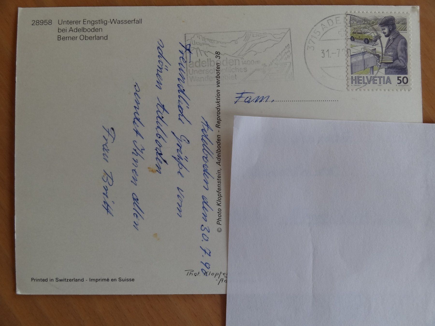 Cartoline postali: Unterer Engstlig-Wasserfall bei Adelboden - 1990 – Usato da St Léonard venduto da Riglin 1